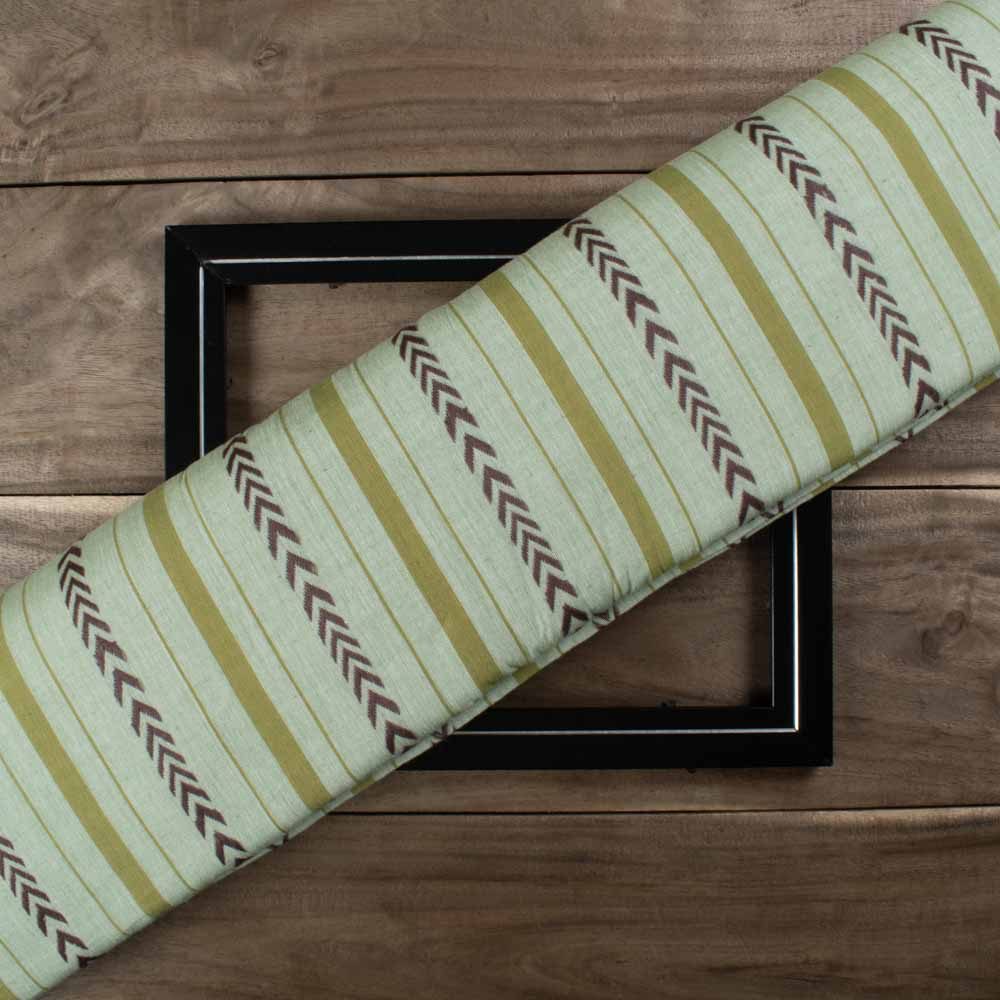 Stripe Green Chevron Extra Warp 100 GSM Pure Cotton Jacquard Fabric