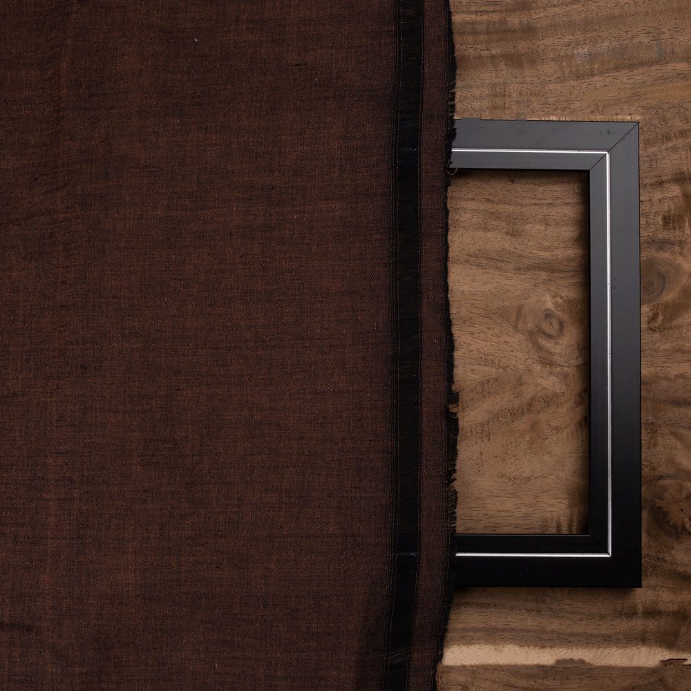 CROSS COLOUR BROWN PURE COTTON 95 GSM HANDWOVEN FABRIC