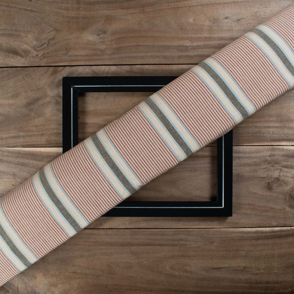Multicolour Stripe Cotton & Khadi Blend 125 GSM Handwoven Fabric 416