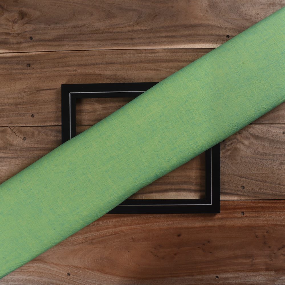 Plain Green Pure Cotton 78 GSM Handwoven Fabric Ak24