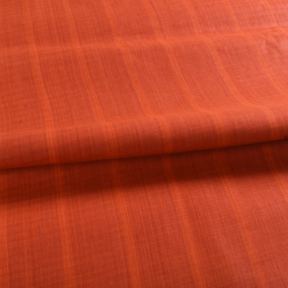 STRIPE ORANGE PURE COTTON 64 GSM HANDWOVEN FABRIC