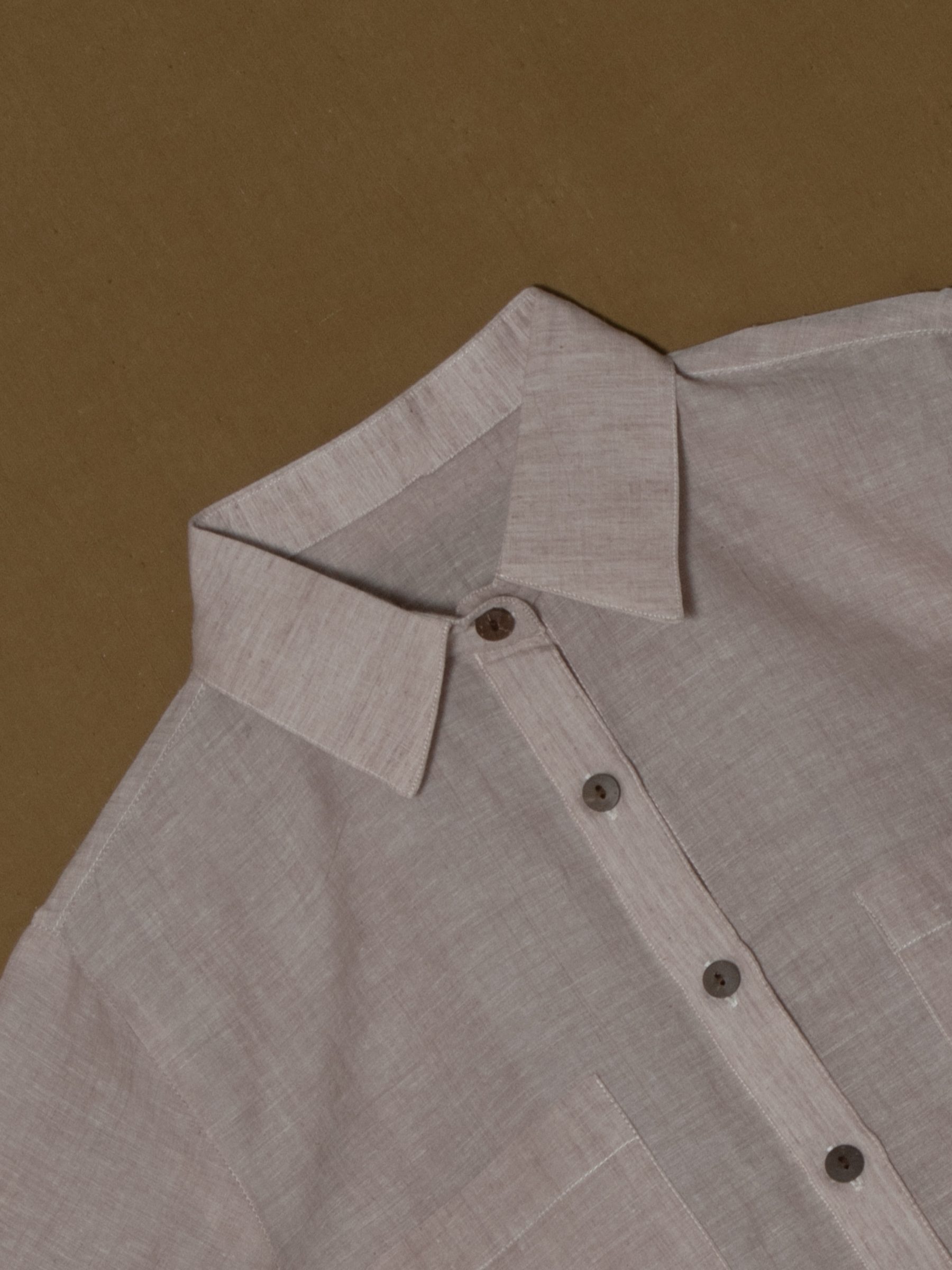 Crop Shirt With double side pocket -Short Sleeves-Center Placket