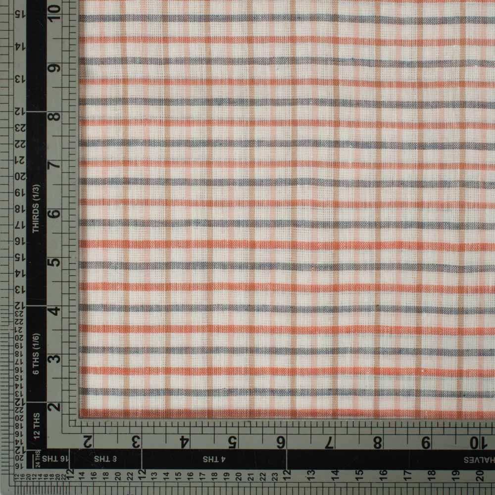 Check Multicolor Linen Cotton 130 GSM Handwoven Fabric 22
