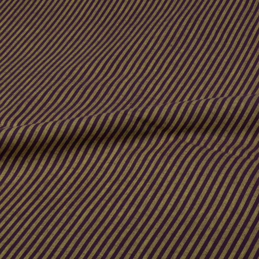 Stripe Yellow Brown Pure Cotton 95 GSM Handwoven Fabric