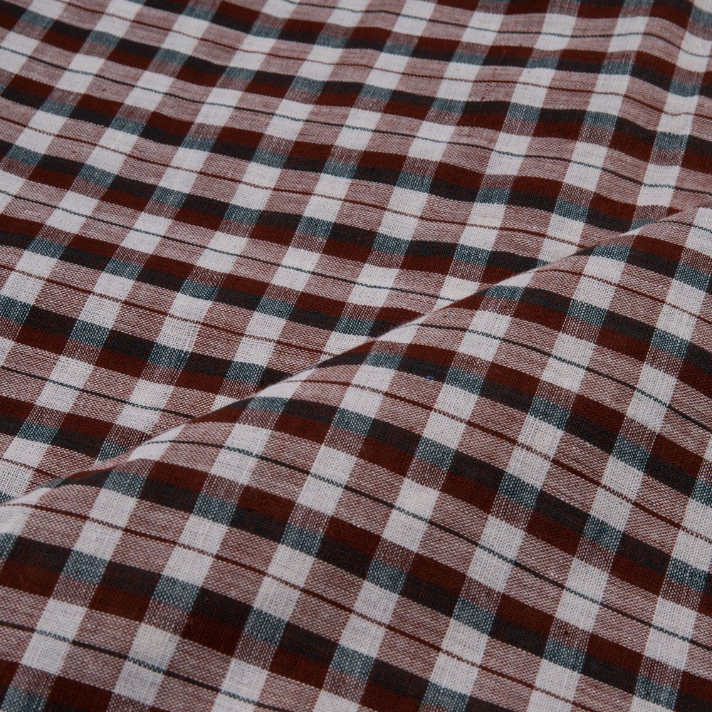 CHECK BROWN PURE COTTON 98 GSM HANDWOVEN FABRIC 230