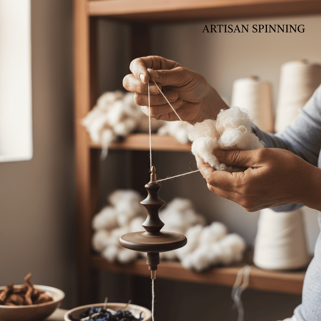 Recycled cotton fibres spun into new yarn for sustainable textile production