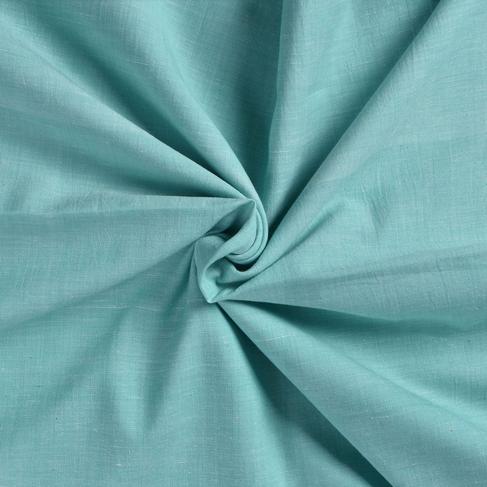Chambray Light Teal Khadi Cotton 105 GSM Handwoven Fabric