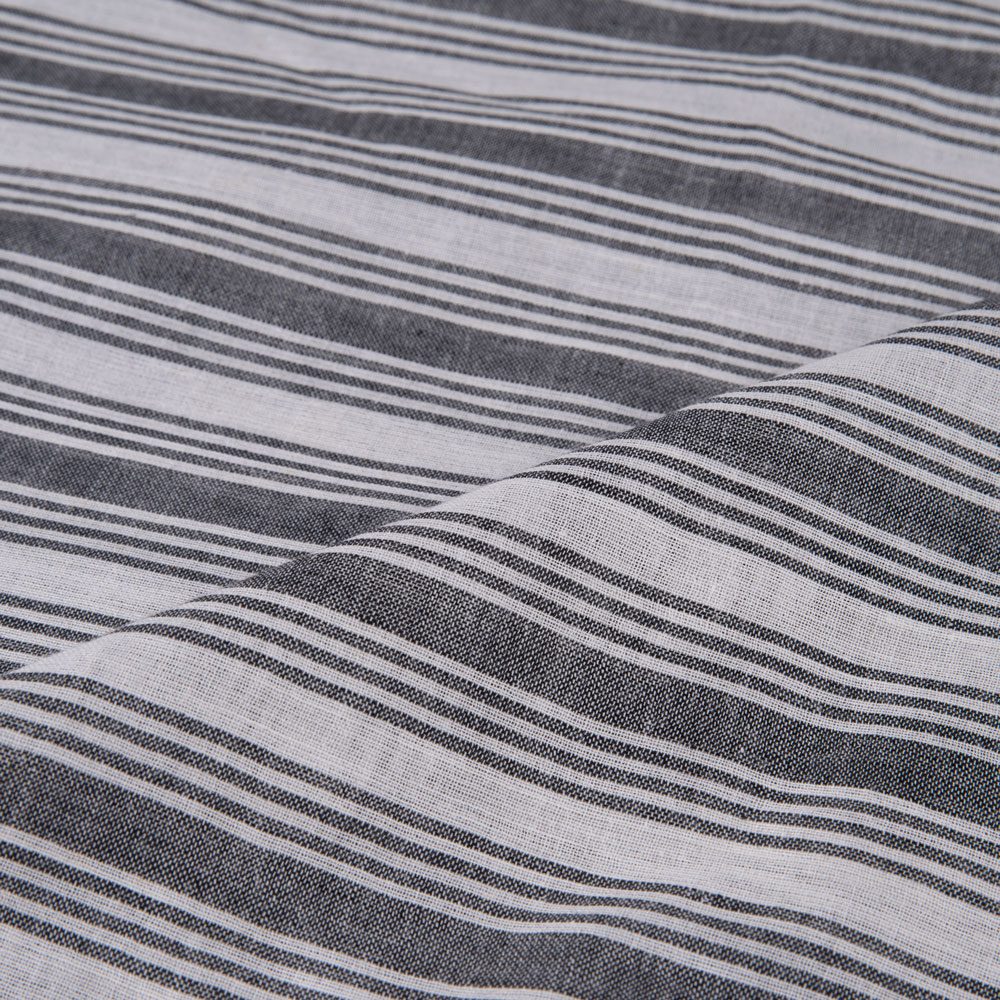 STRIPE BLACK & WHITE PURE COTTON 87 GSM HANDWOVEN FABRIC