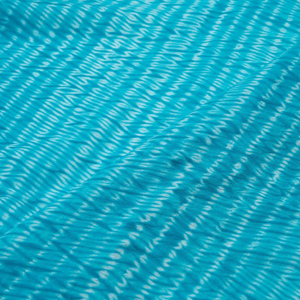 ABSTRACT OCEAN BLUE SHIBORI 69 GSM MERCERISED COTTON FABRIC