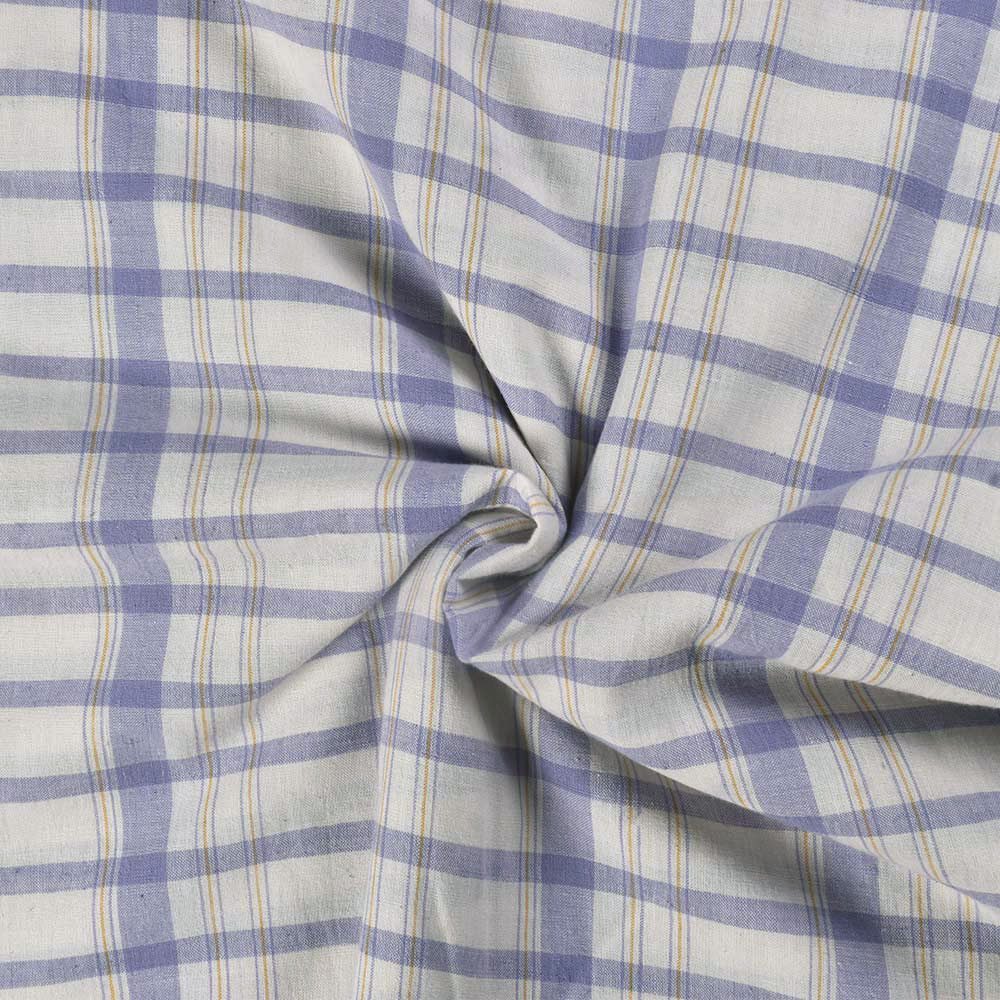 Check Blue & White Pure Cotton 90 GSM Handwoven Fabric