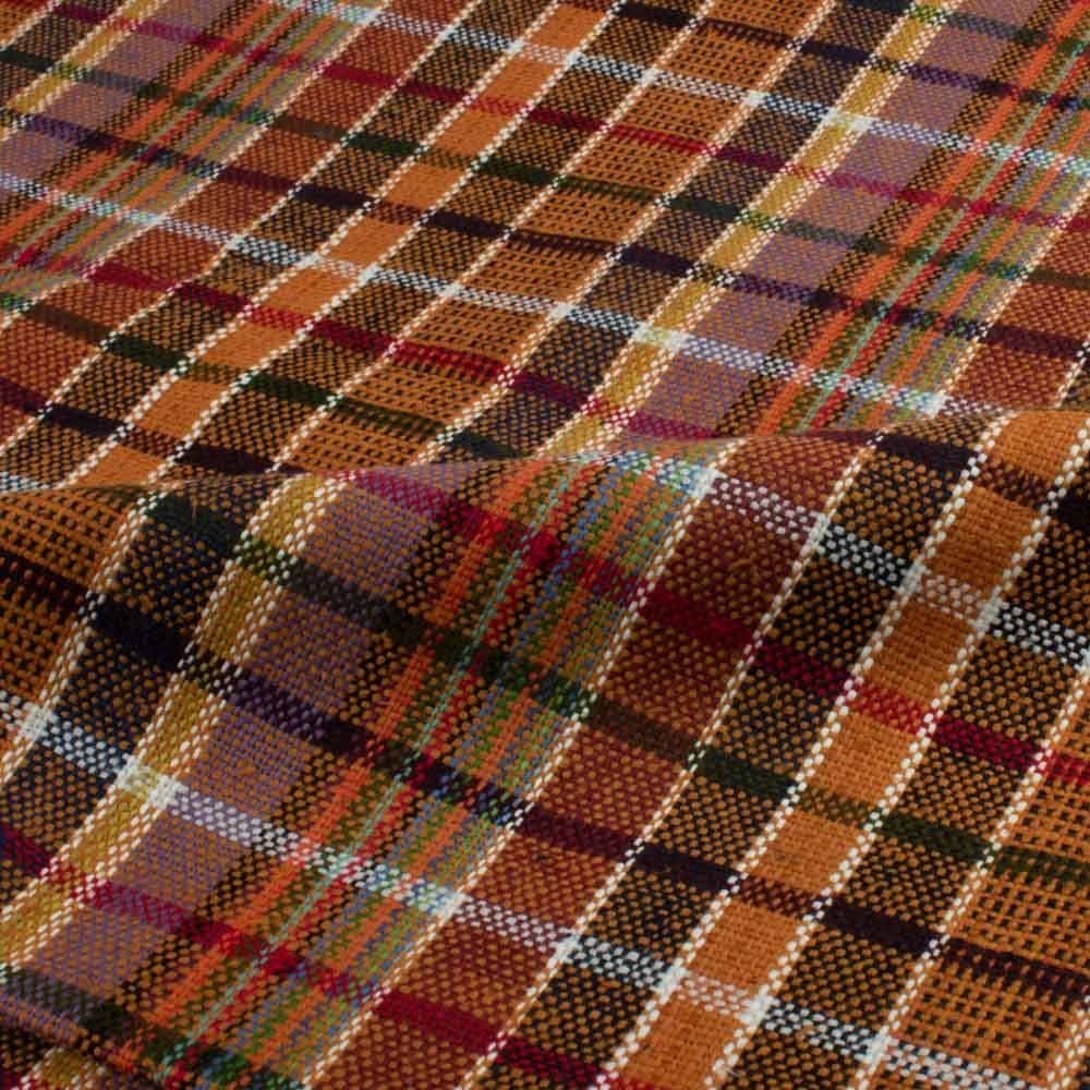 Check Multicolor Pure Khadi 280 GSM Handwoven Fabric 634