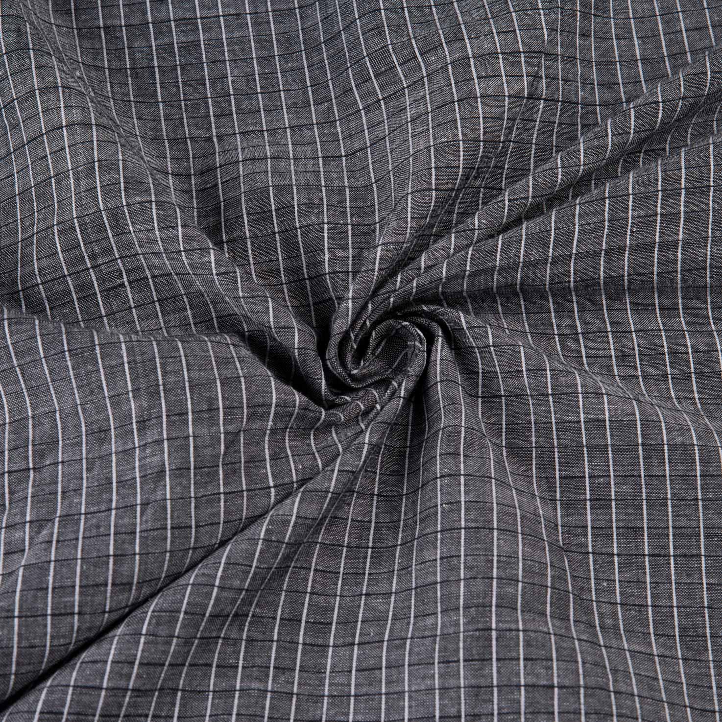 Check Grey White Pure Cotton 81 GSM Handwoven Fabric