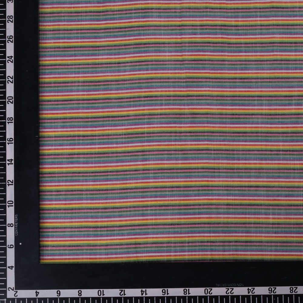 STRIPE MULTICOLOUR PURE COTTON 100 GSM HANDWOVEN FABRIC