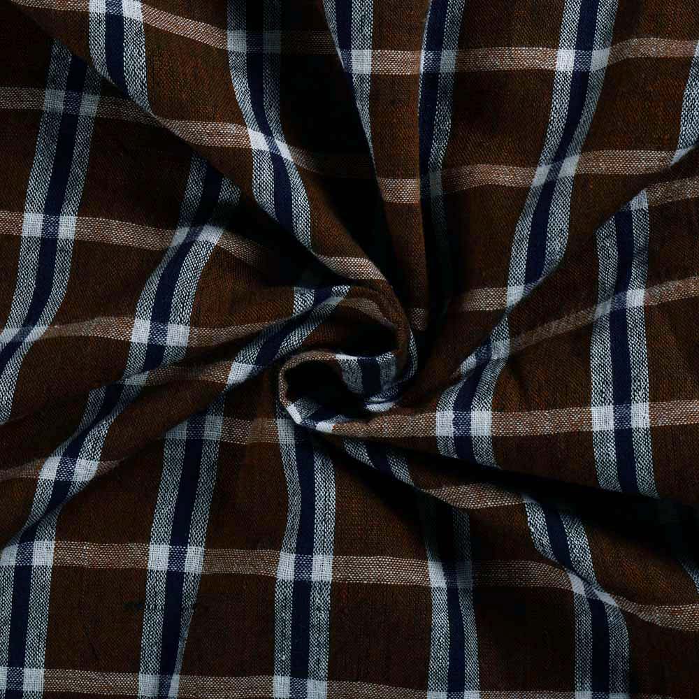 CHECK BROWN PURE COTTON 102 GSM HANDWOVEN FABRIC