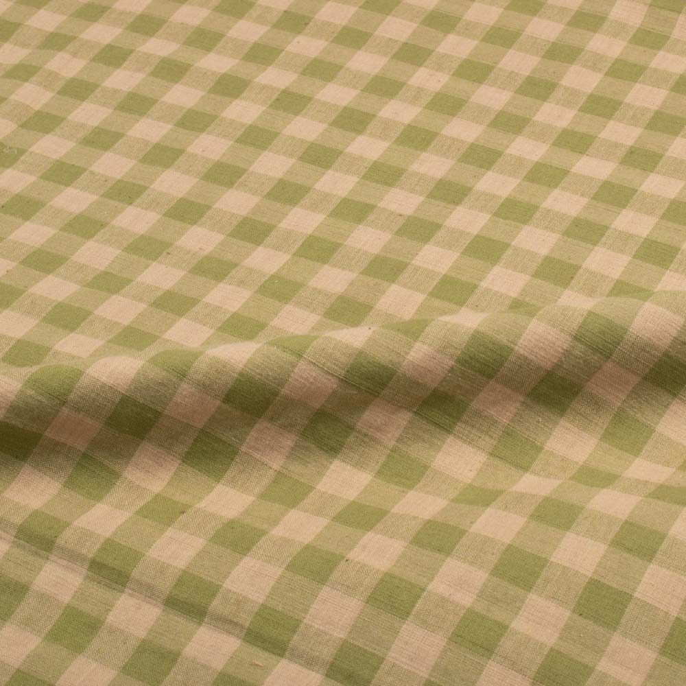 Check Olive Cream Pure Cotton 110 GSM Handwoven Fabric
