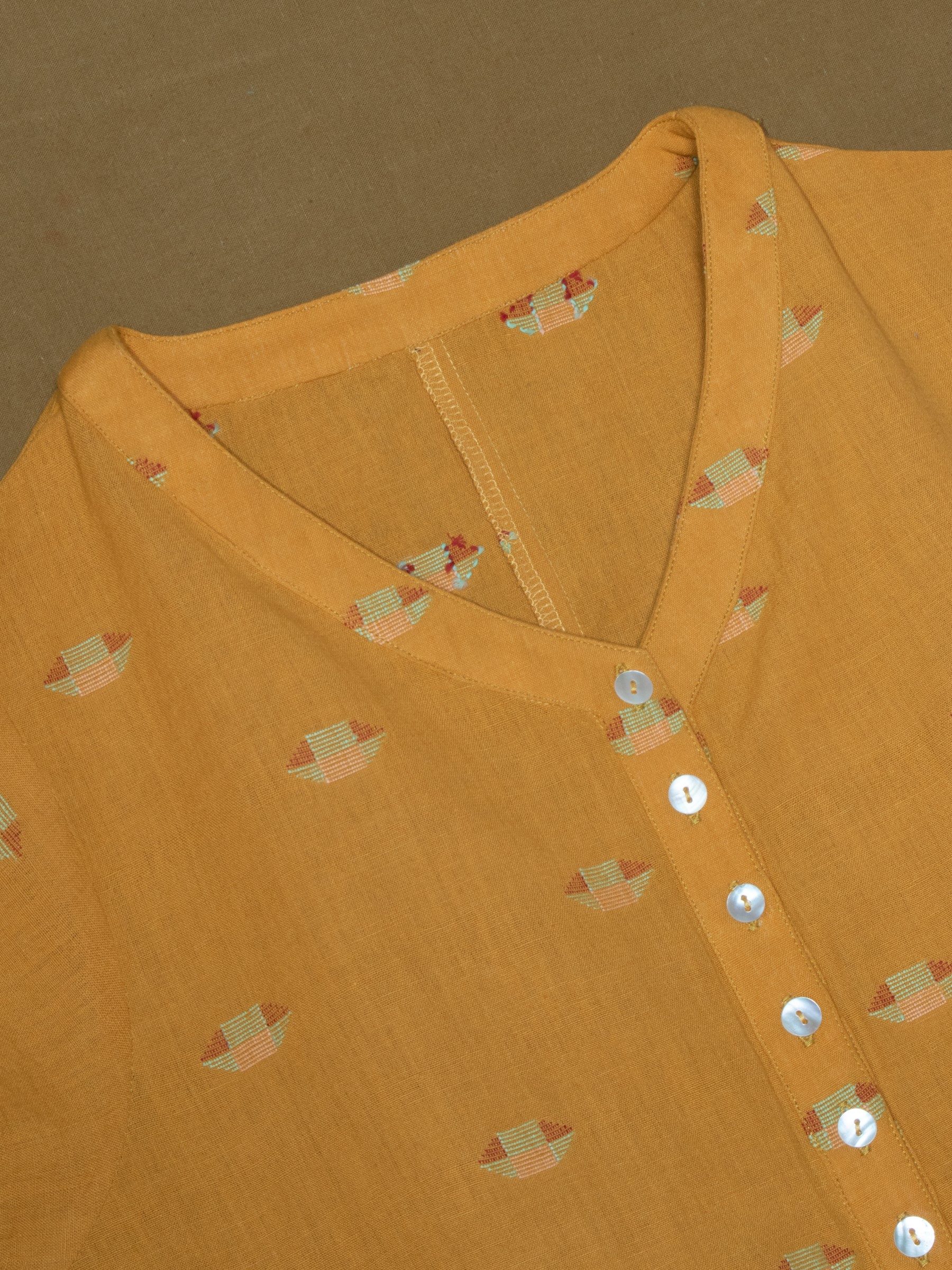 Mustard Handwoven Jamdani Romper