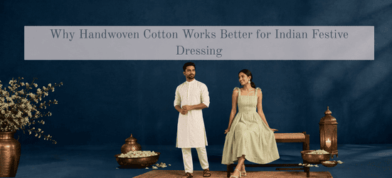 Man and woman in handwoven cotton festive wear