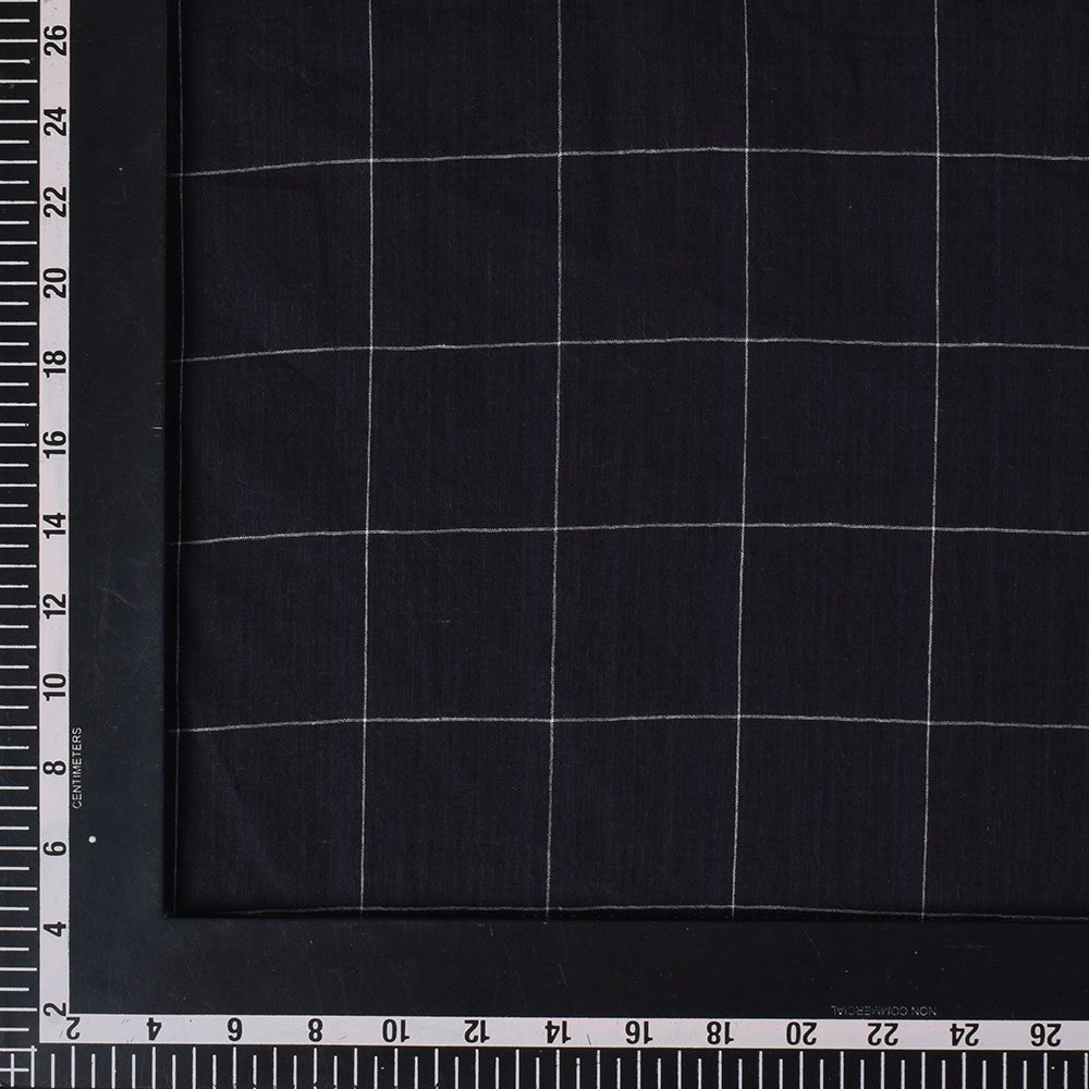 CHECK BLACK PURE COTTON 75 GSM HANDWOVEN FABRIC
