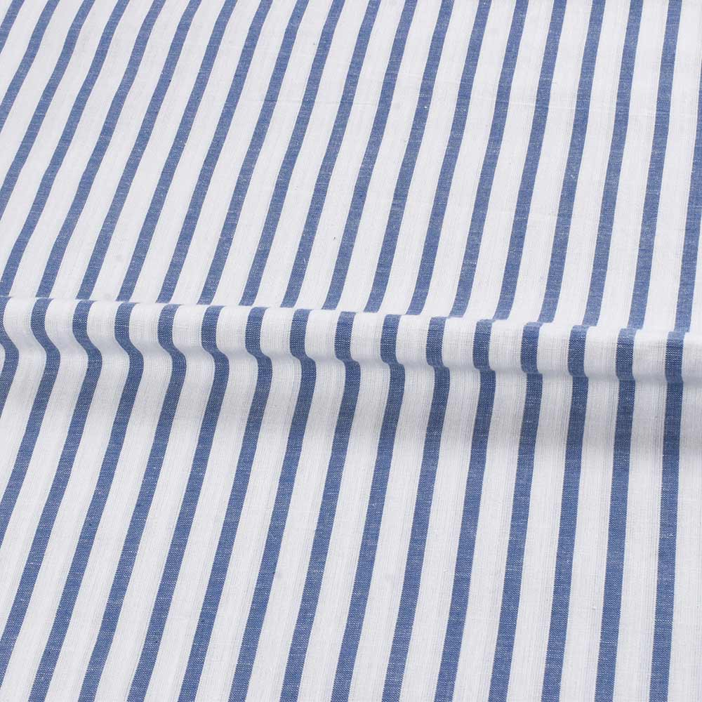 STRIPE BLUE & WHITE COTTON 90 GSM HANDWOVEN FABRIC