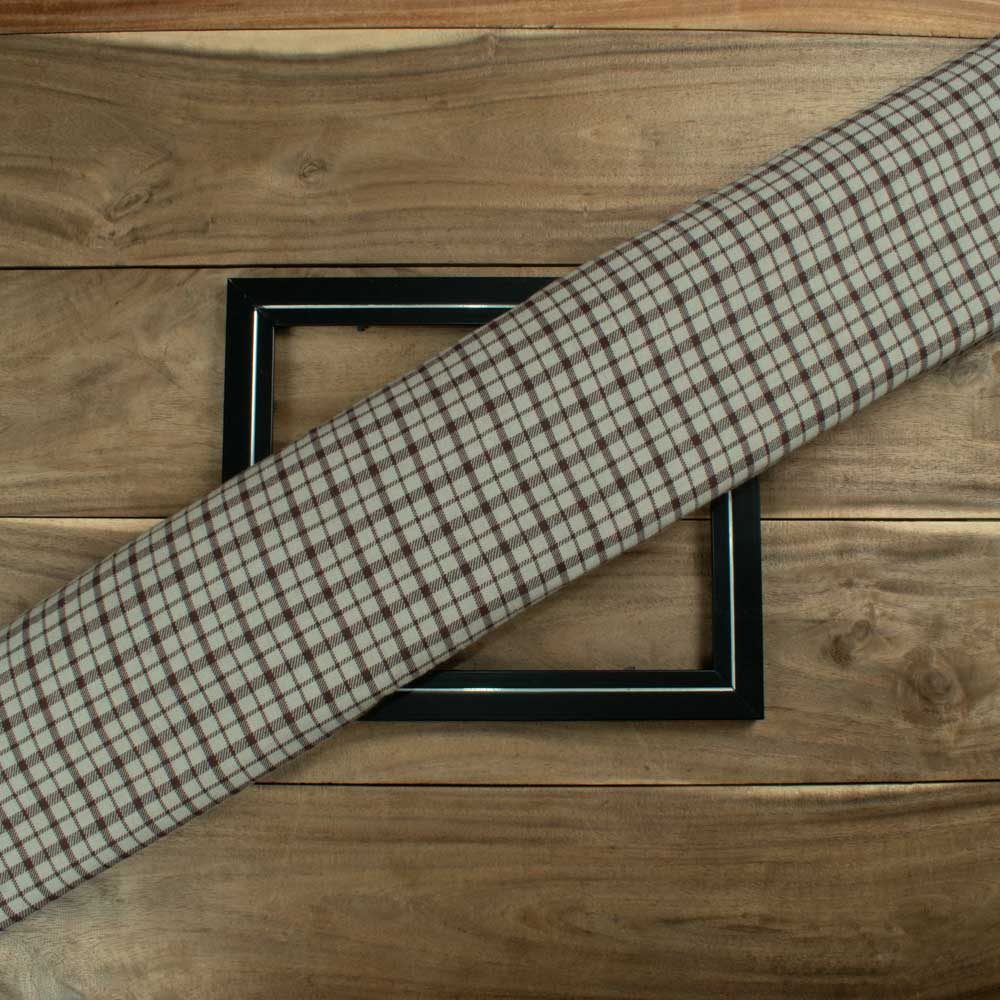 Check Twill Brown Pure Cotton Handwoven 173 GSM Fabric