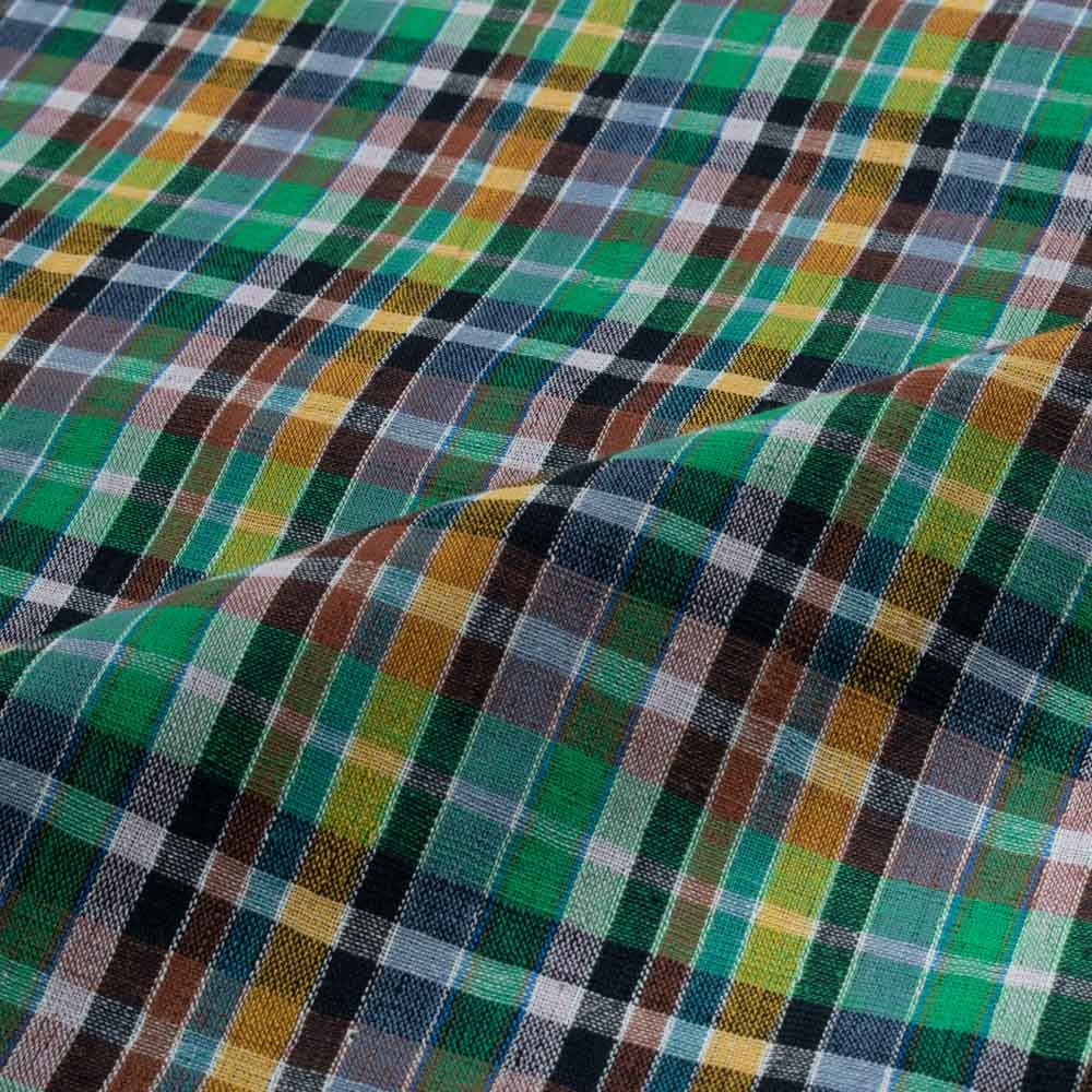Pure Cotton 90 GSM Multicolor Check Handwoven Fabric 826