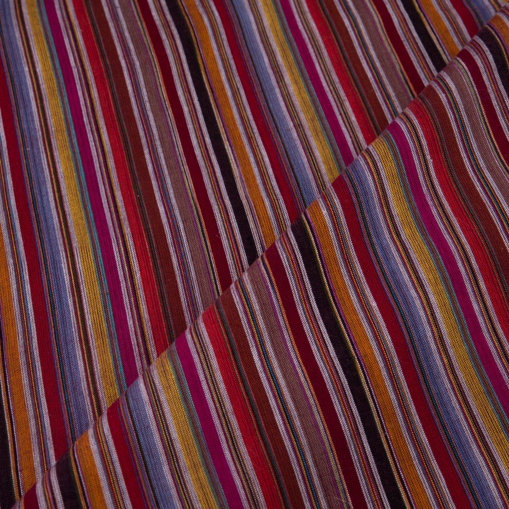 STRIPE MULTICOLOUR PURE COTTON 94 GSM HANDWOVEN FABRIC 134