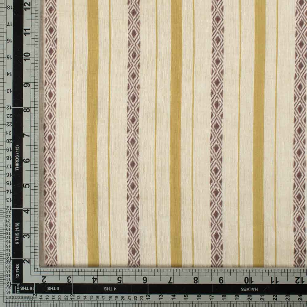 Stripe Yellow Diamond Lattice Extra Warp 100 GSM Pure Cotton Jacquard Fabric