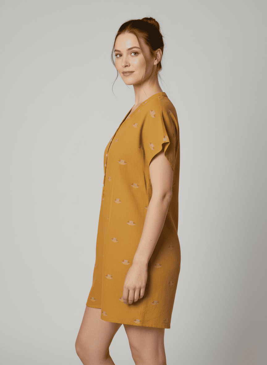 Mustard Handwoven Jamdani Romper