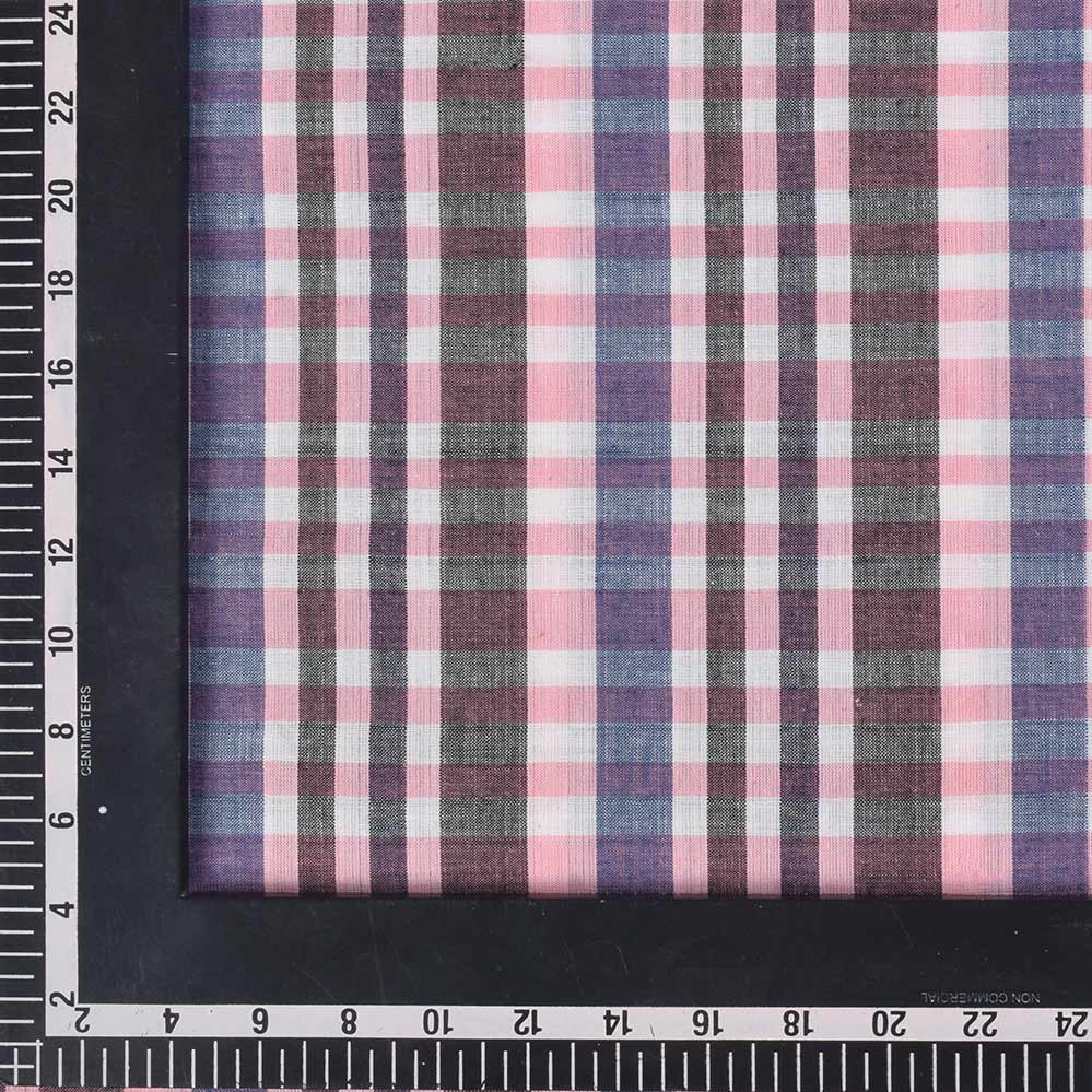CHECK MULTICOLOR PURE COTTON 96 GSM HANDWOVEN FABRIC 435