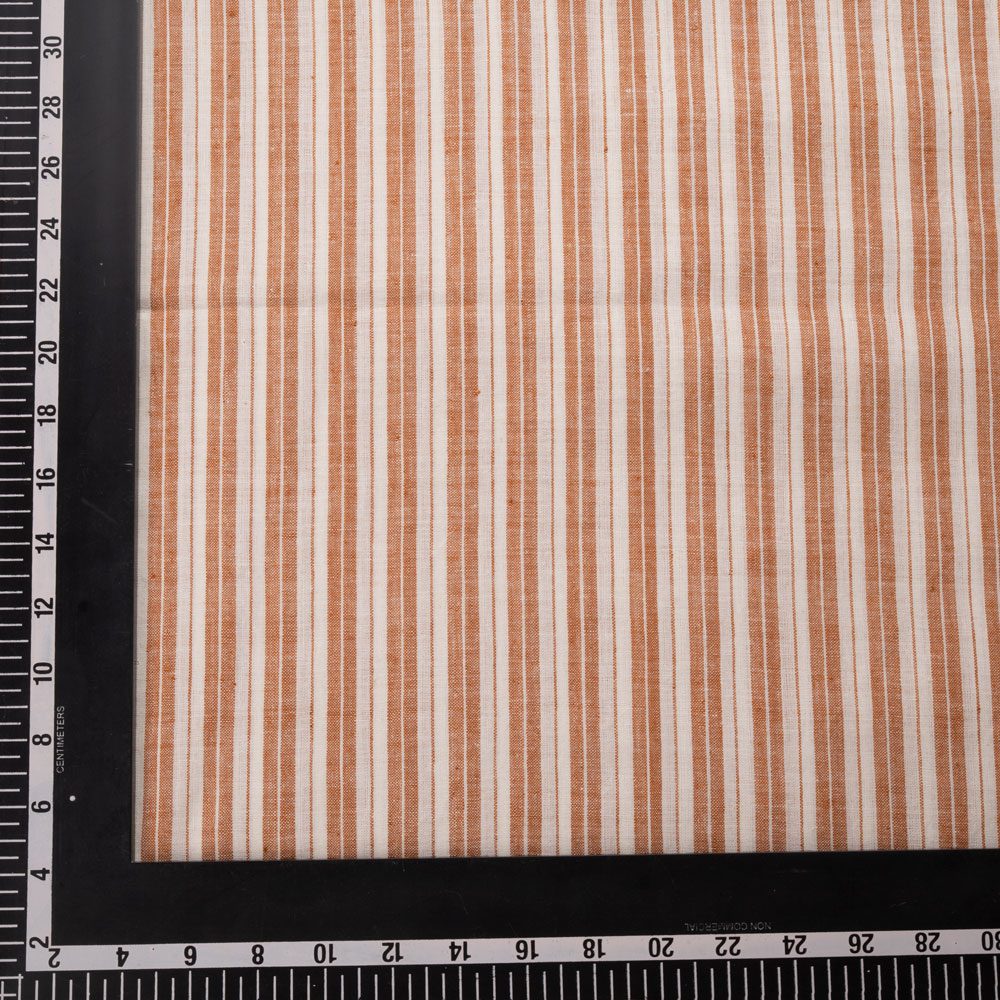 STRIPE BROWN PURE COTTON 92 GSM HANDWOVEN FABRIC