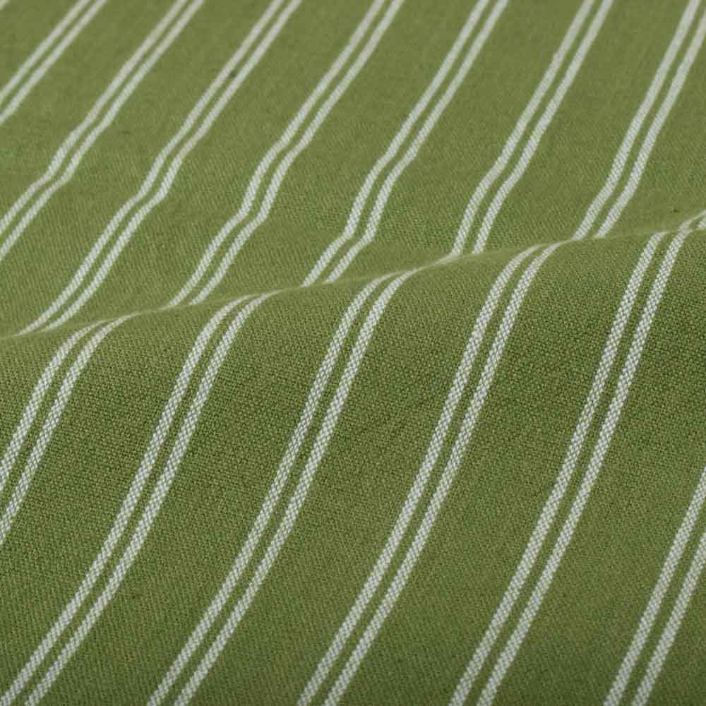Stripe Olive & White Pure Cotton 130 GSM Handwoven Fabric