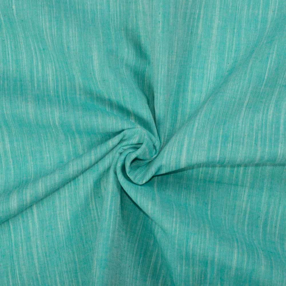 Cross Color White Teal Pure Cotton 100 GSM Handwoven Fabric