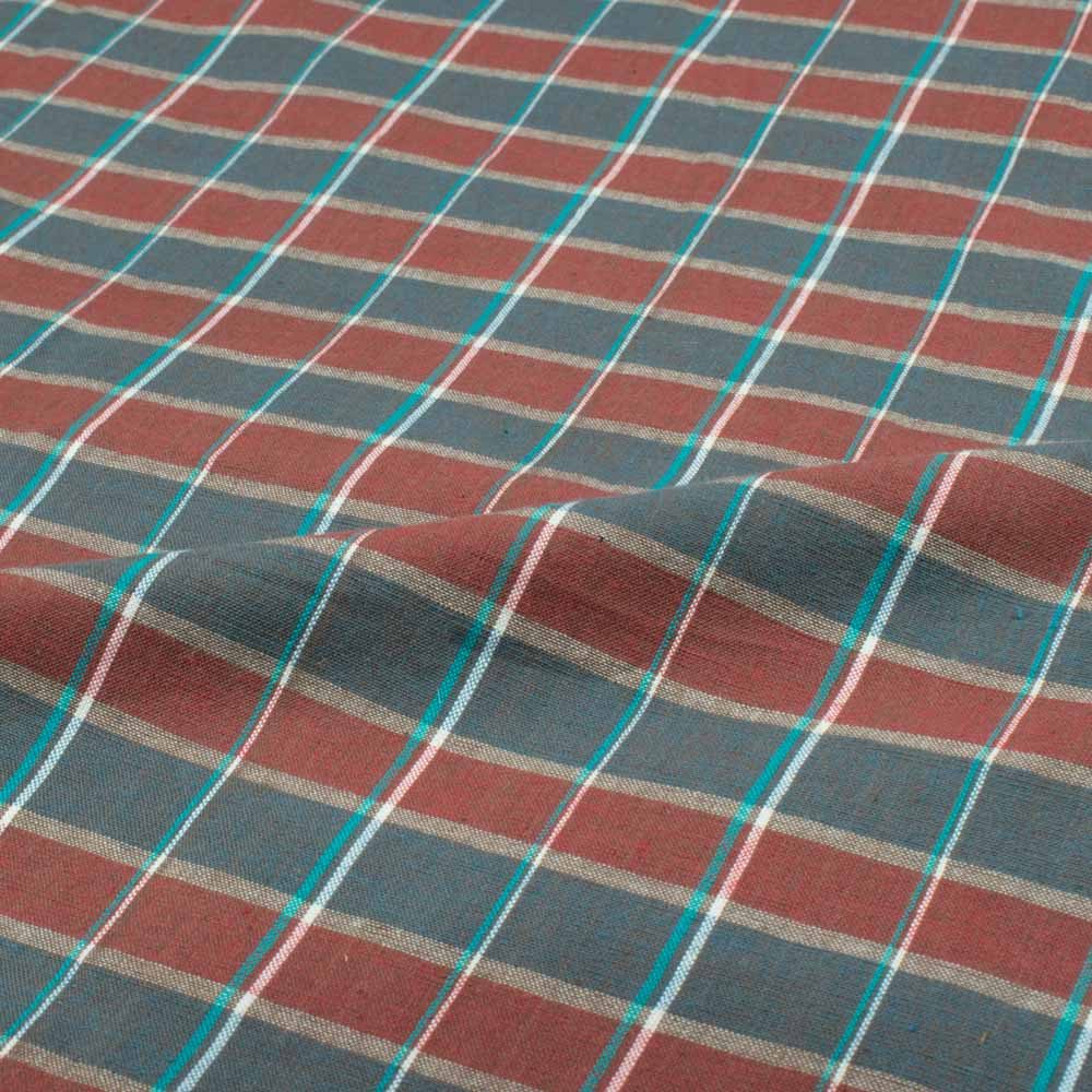 Check Multicolor Pure Cotton 100 GSM Handwoven Fabric 626