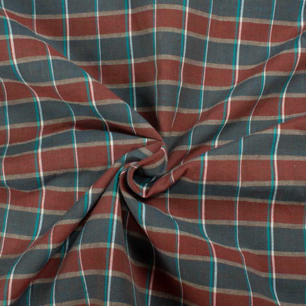 Check Multicolor Pure Cotton 100 GSM Handwoven Fabric 626