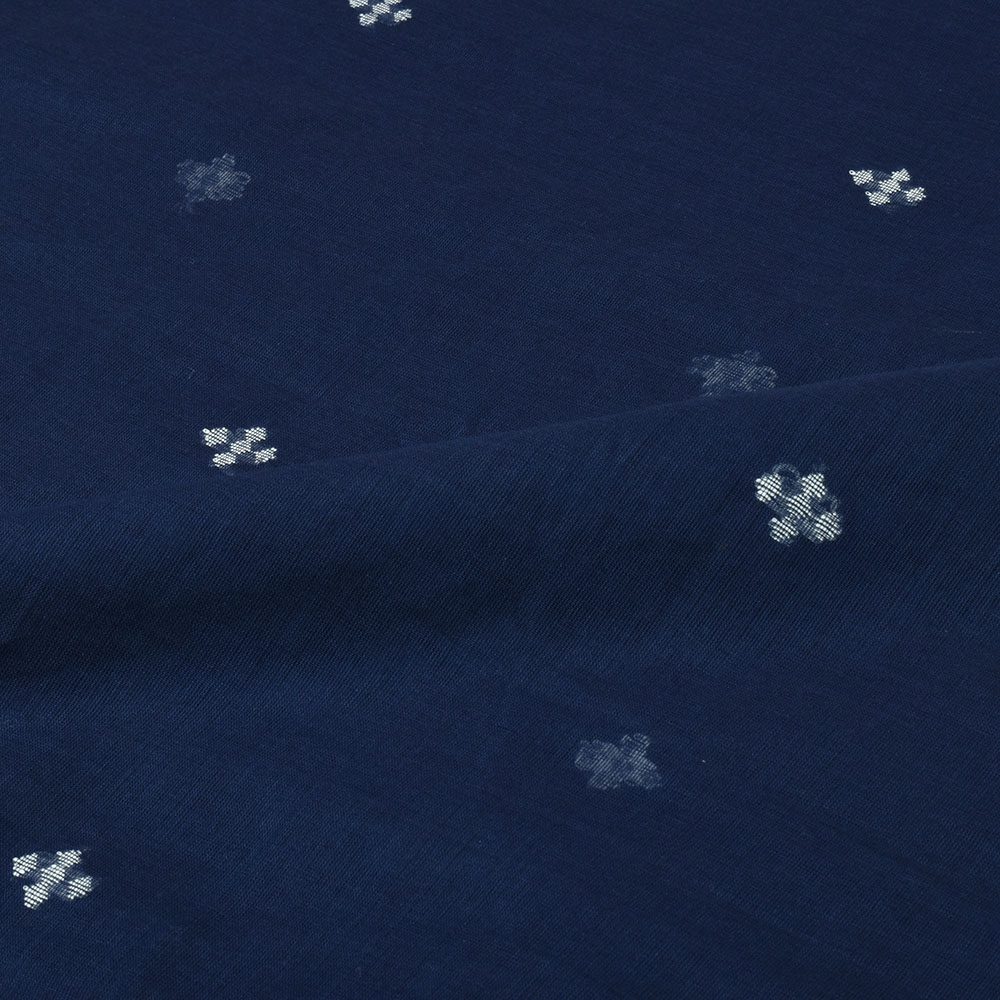 Geometric Blue Jamdani Pure Cotton 50 GSM Handwoven Fabric