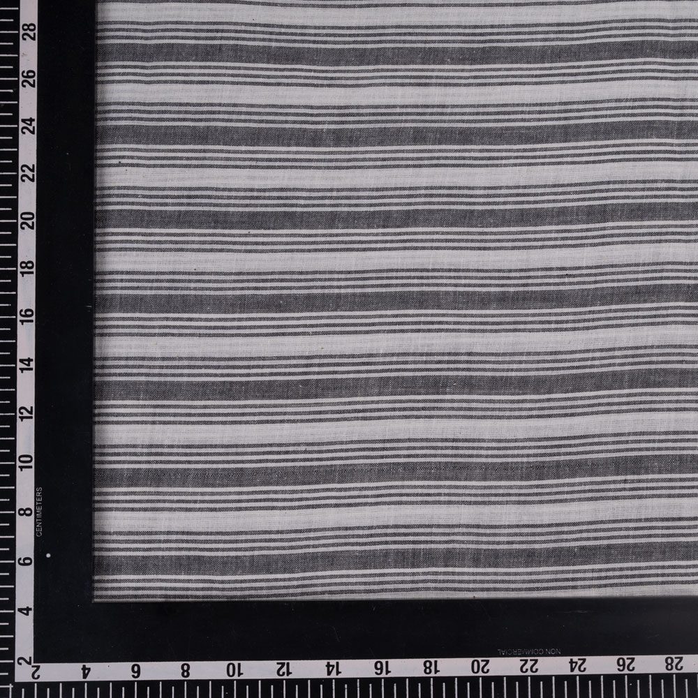 STRIPE BLACK & WHITE PURE COTTON 87 GSM HANDWOVEN FABRIC