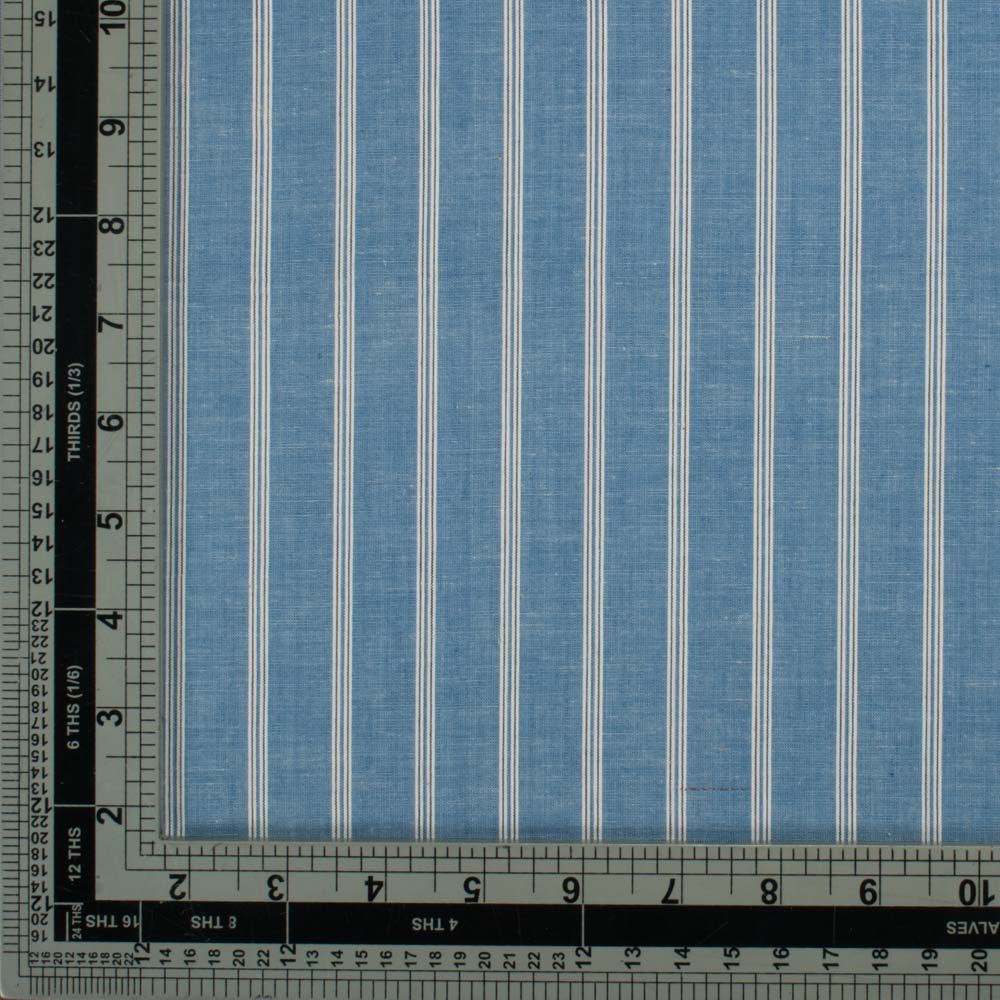 Stripe Blue White Pure Cotton 100 GSM Handwoven Breathable Fabric