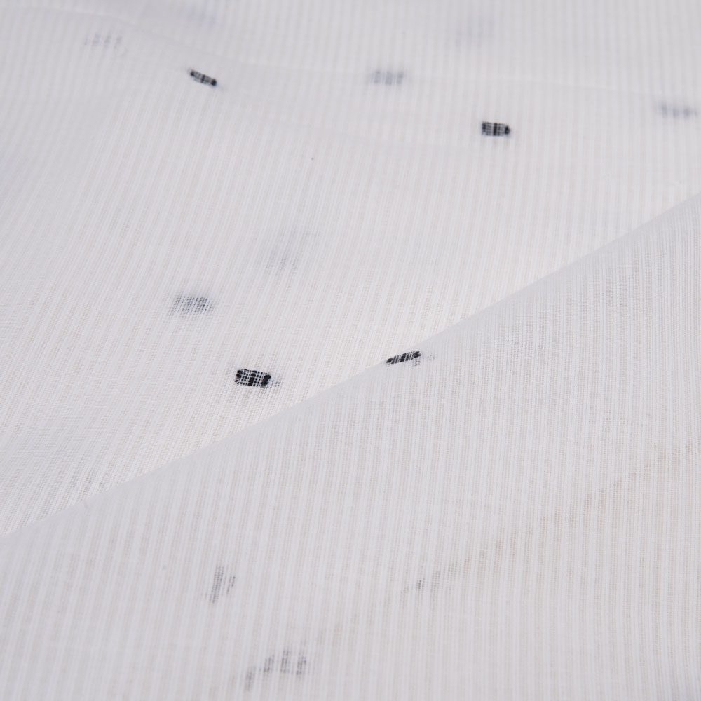 GEOMETRIC RIB WHITE JAMDANI 52 GSM HANDWOVEN COTTON FABRIC