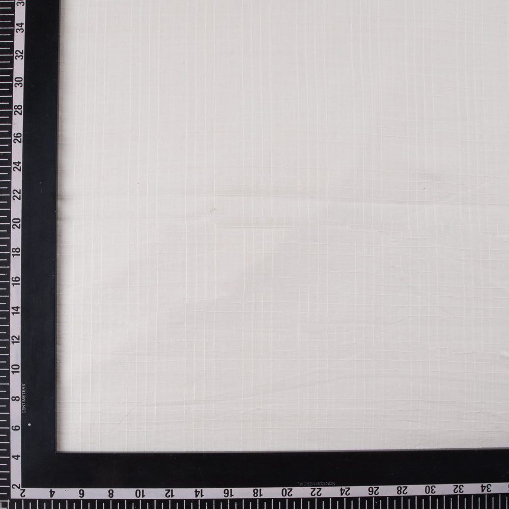 WHITE CHECK COTTON CHIFFON 56 GSM HANDWOVEN FABRIC | BLEACHED WHITE & DYEABLE 02