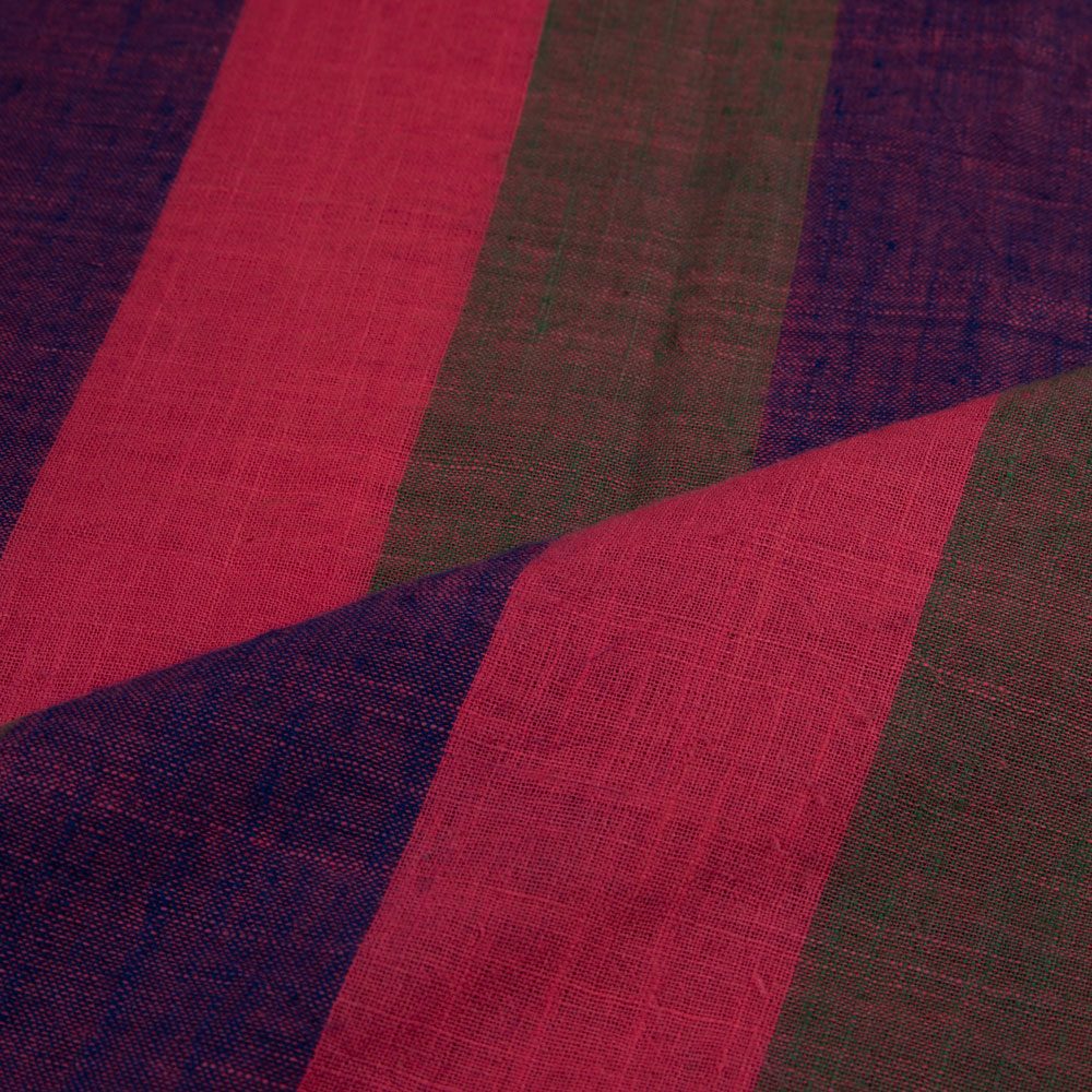 STRIPE MULTICOLOUR PURE COTTON 97 GSM HANDWOVEN FABRIC