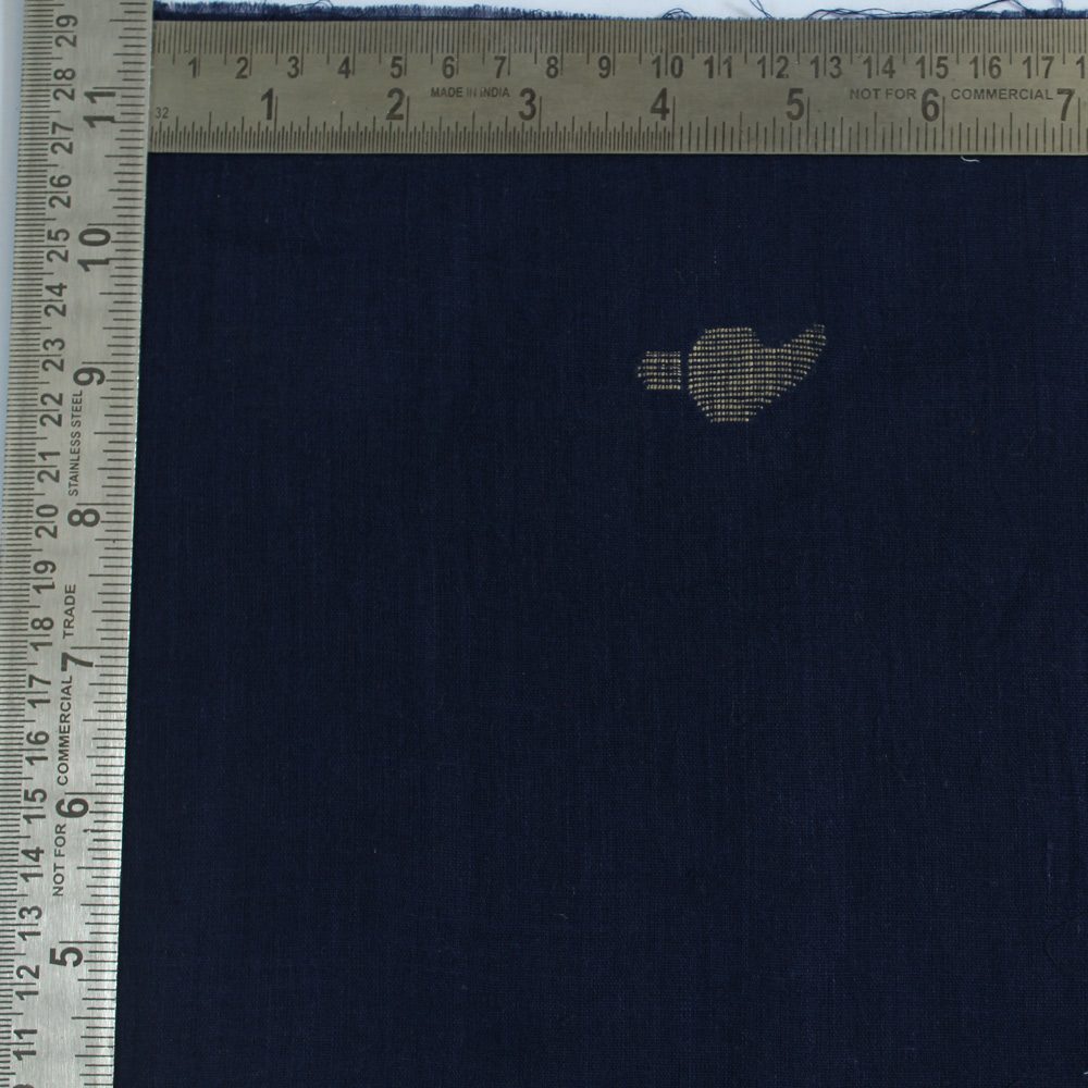 GEOMETRIC MIDNIGHT BLUE JAMDANI PURE COTTON 55 GSM FABRIC