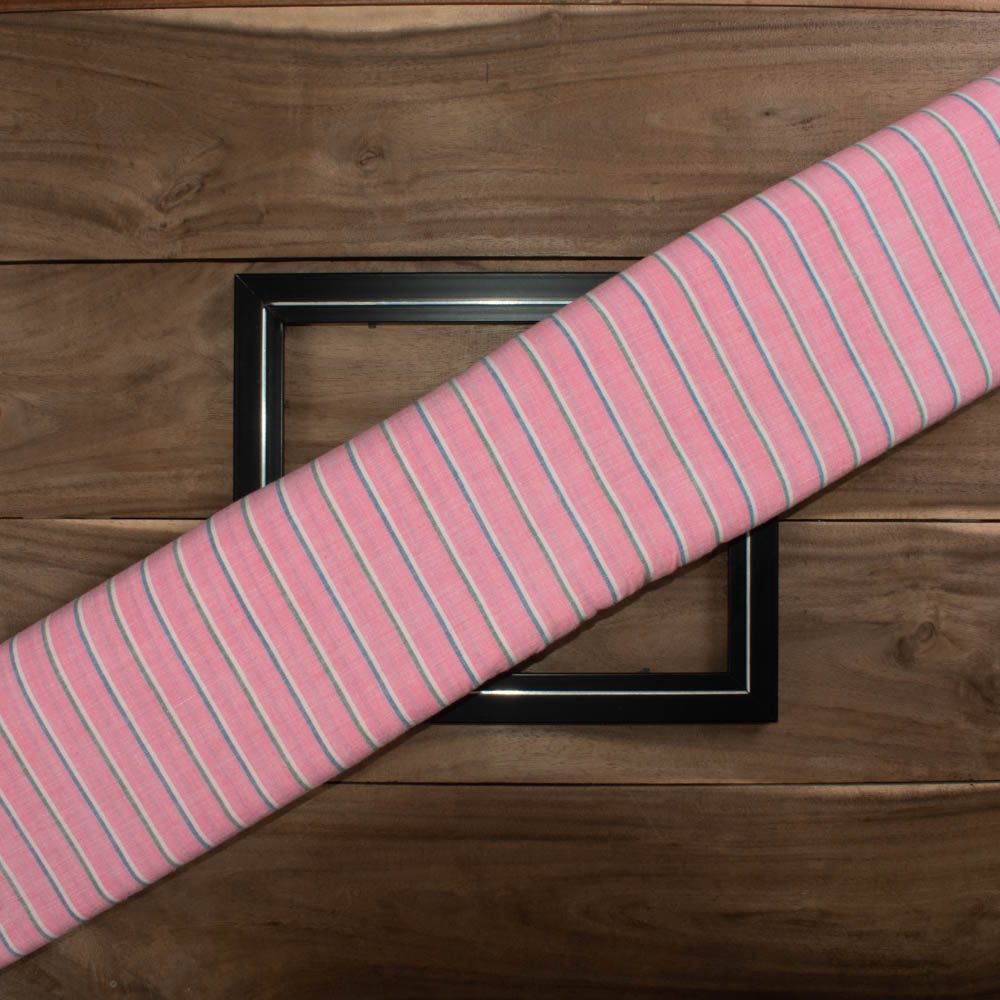Stripe Multicolor Khadi Cotton 110 GSM Handwoven Fabric