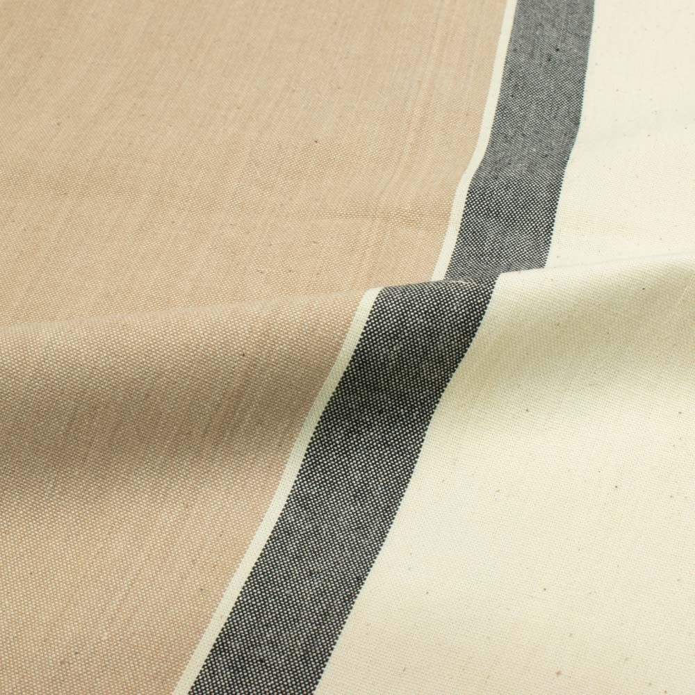 Stripe White & Beige Pure Cotton 152 GSM Handwoven Fabric