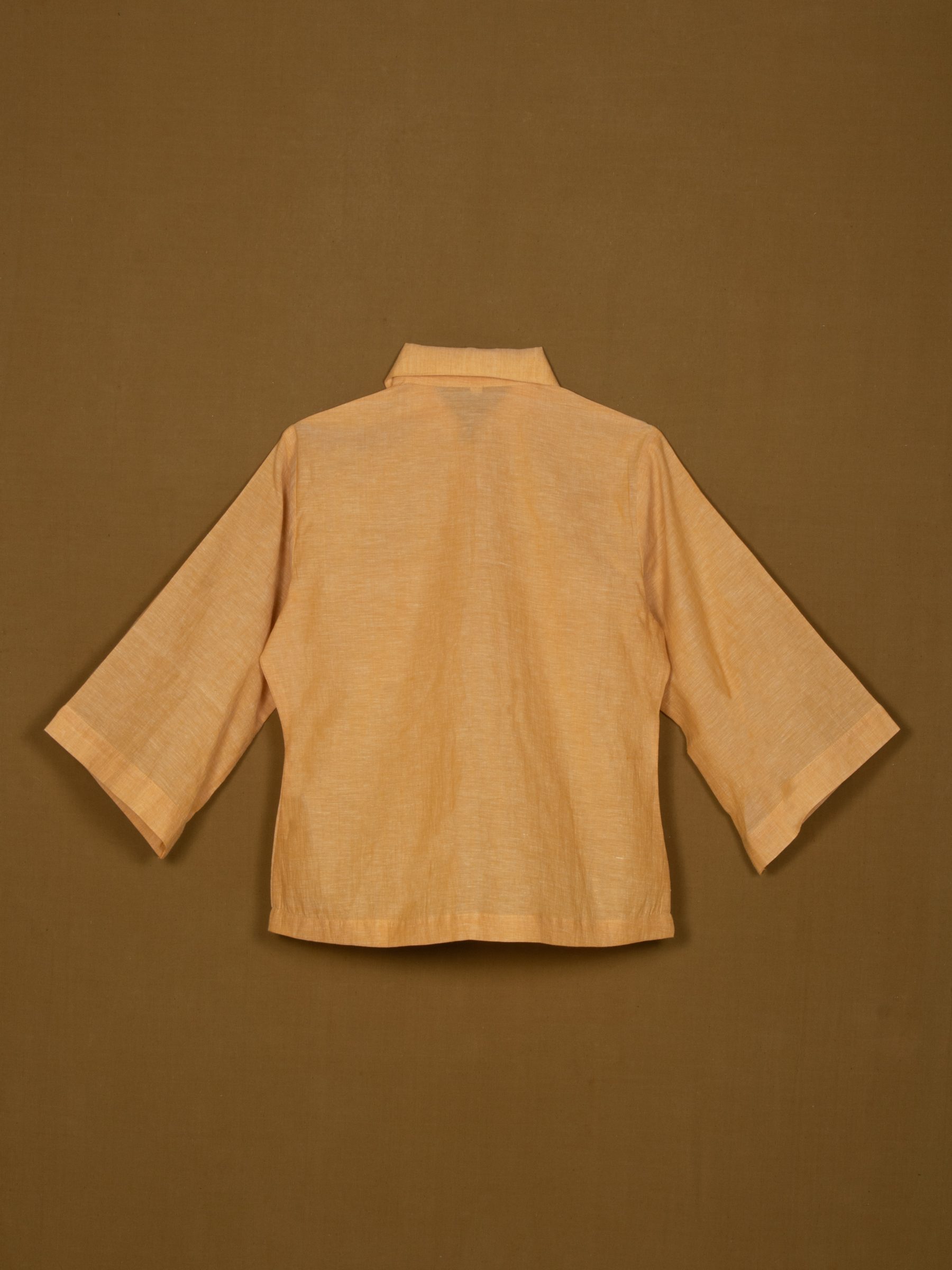 Spread Collared Shirt With Center Placket- Bell Sleeves