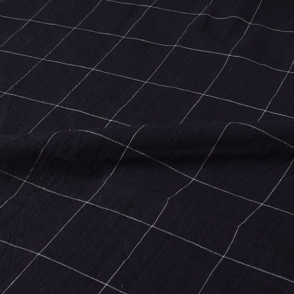 CHECK BLACK PURE COTTON 75 GSM HANDWOVEN FABRIC