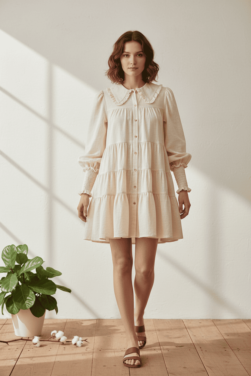The Ruffle-Collar Tiered Dress