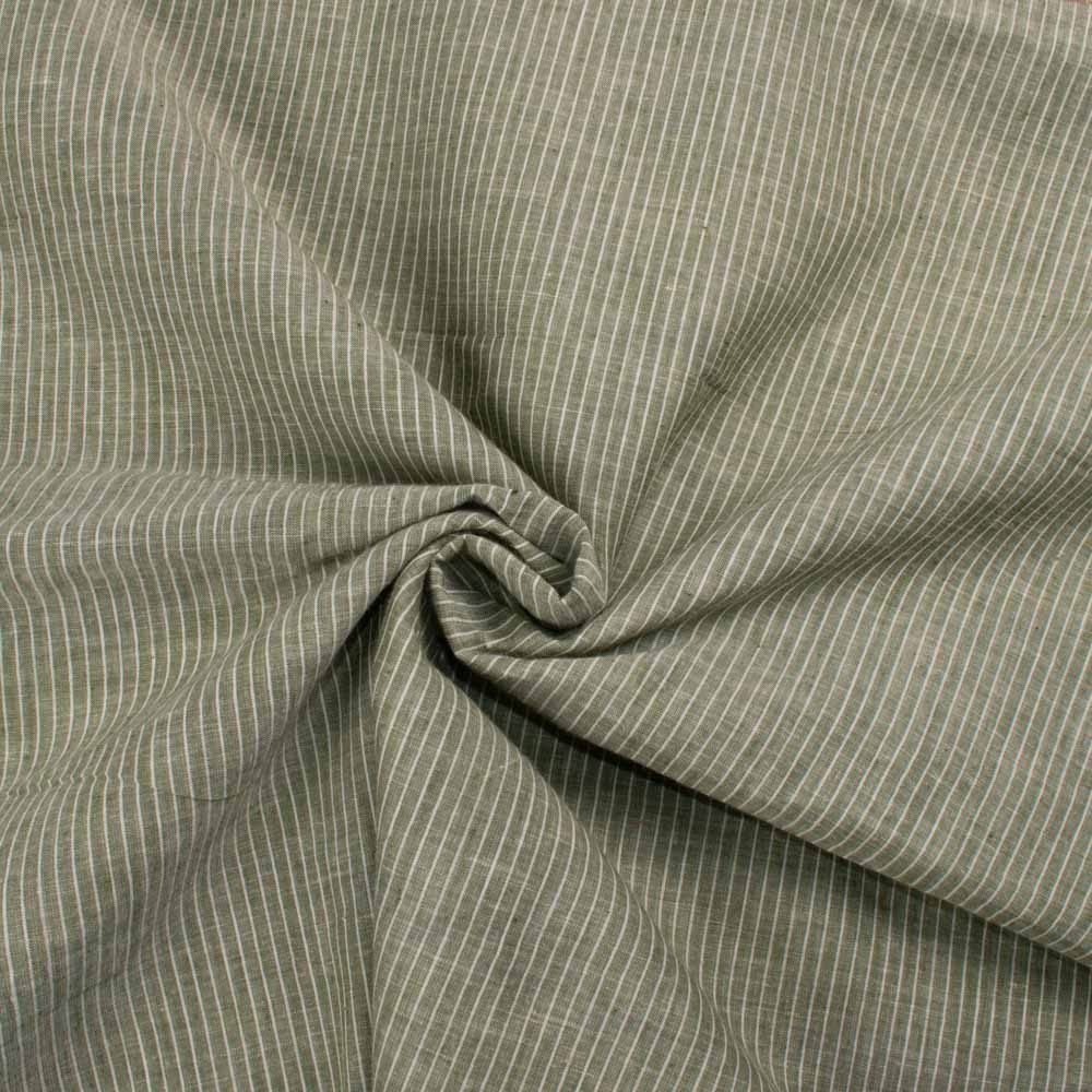 Stripe Olive Pure Cotton 65 gsm Handwoven Fabric