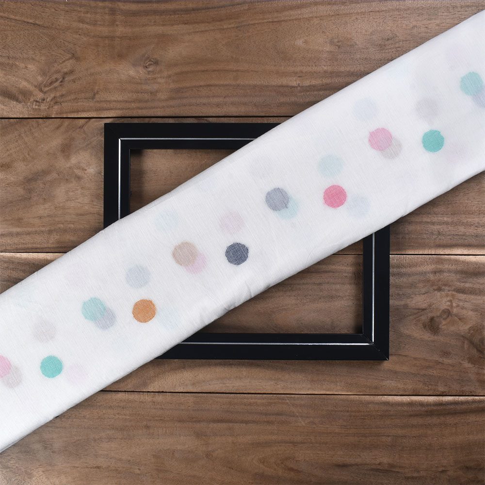 Polka Dot Multicolor Jamdani Pure Cotton 55 GSM Handwoven Fabric