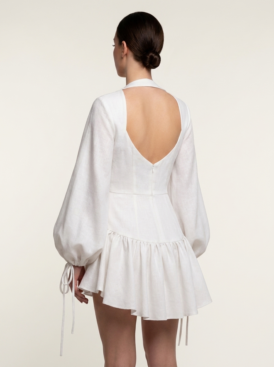 Gathered Princess Romper With Full SlLeeves