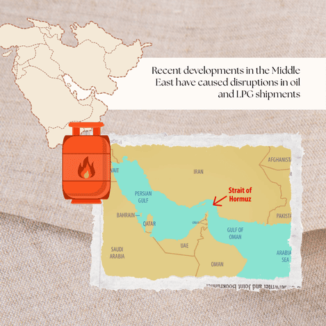 Global oil and LPG supply disruptions linked to shipping interruptions in the Strait of Hormuz